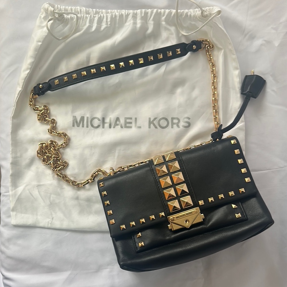 Michael Kors Black Crossbody with Gold Accents